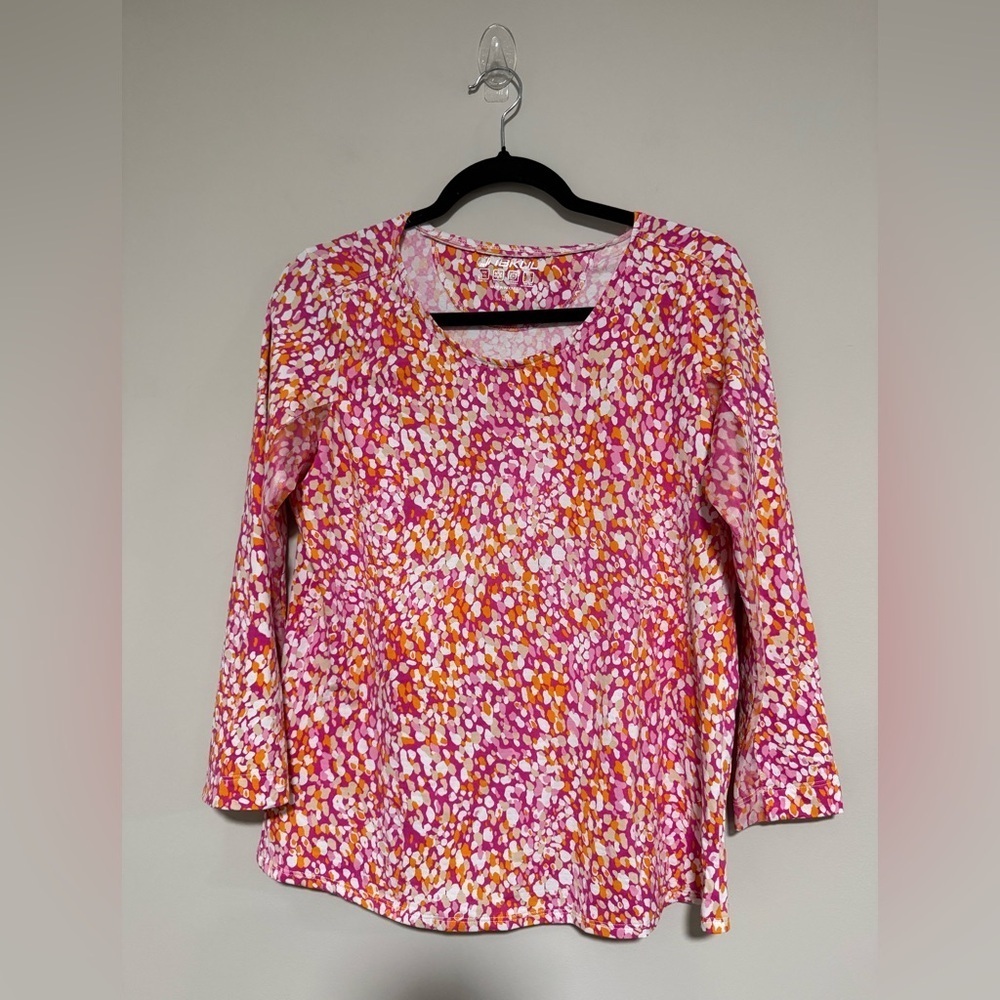 IBKUL Pink Orange Women's Long Sleeve Athletic Top Large Outdoor Hiking UPF